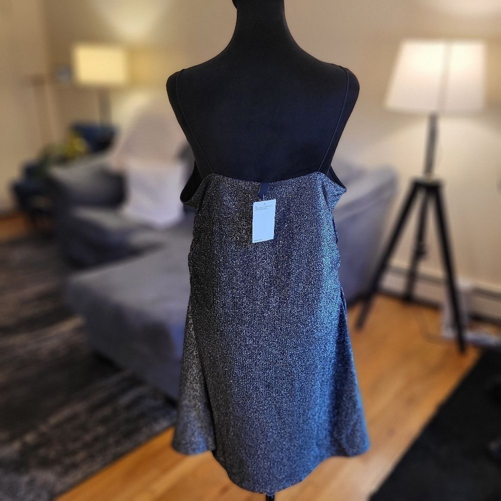 H&M Sparkling Silvery Black Mini Dress Size XL - Picture 7 of 13